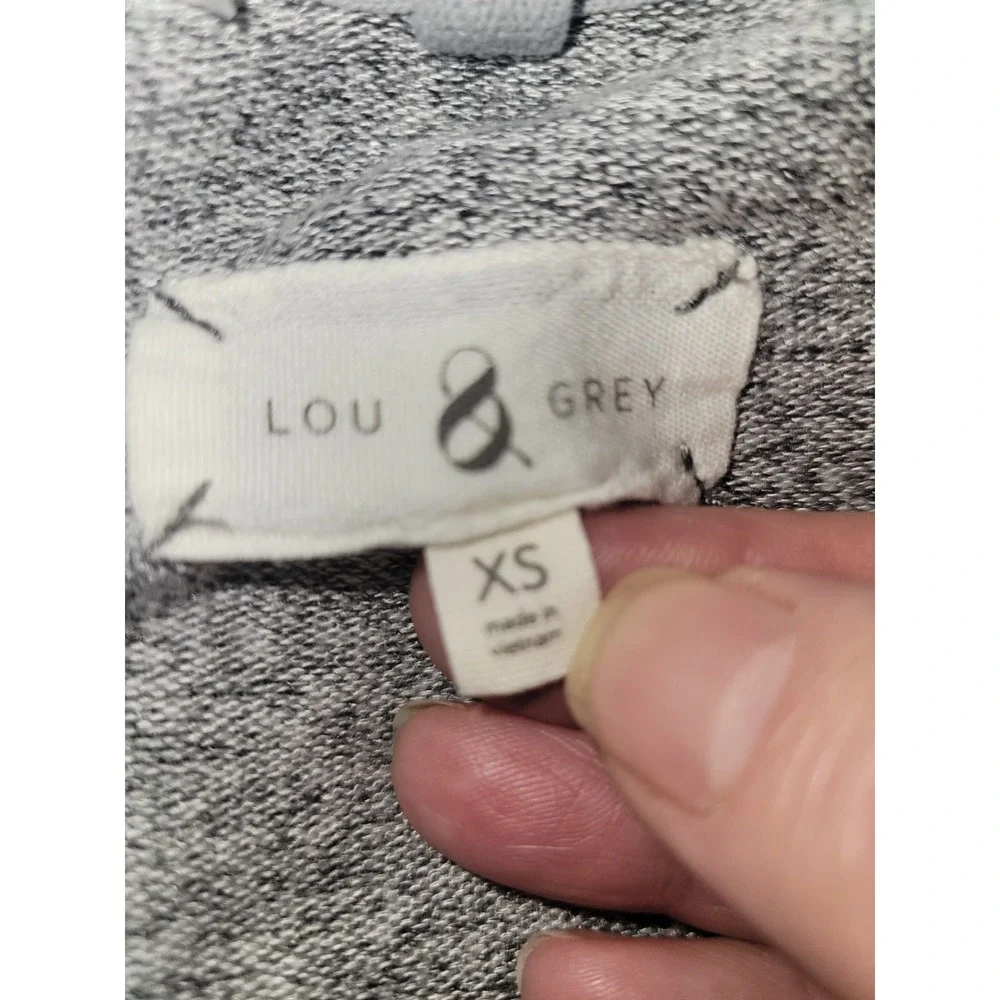 Lou & Grey Womens XS Grey‎ Marled V-Neck Knit Tunic Sweater Side Slit oversized